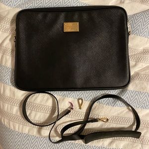 Black leather Michael Kots 13” laptop case